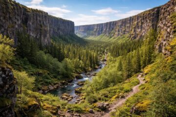 découvrez le canyon ásbyrgi, une merveille naturelle à couper le souffle, idéale pour les amateurs de randonnée et d'aventure en pleine nature.