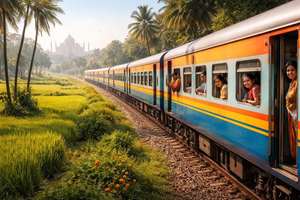 découvrez une journée inoubliable entre delhi et agra à bord d'un train confortable, alliant rapidité et paysages pittoresques pour un voyage unique.