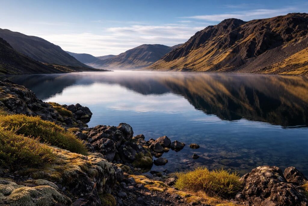découvrez kleifarvatn, un lac islandais entouré de paysages volcaniques impressionnants. partez à l'aventure entre eaux tranquilles et formations géologiques uniques pour une expérience inoubliable.